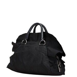 Prada bag ruffle nylon handles Bauletto black Tessuto leather